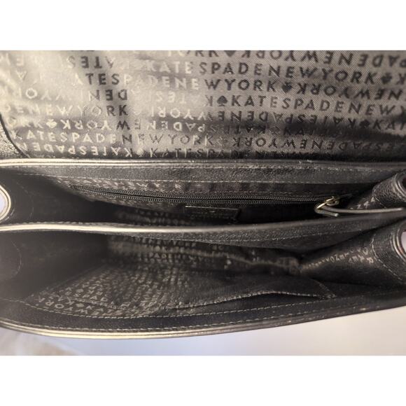 Kate Spade leather calf Hyde Place Sayra flap front Aubergine blk crossbody - Picture 9 of 12